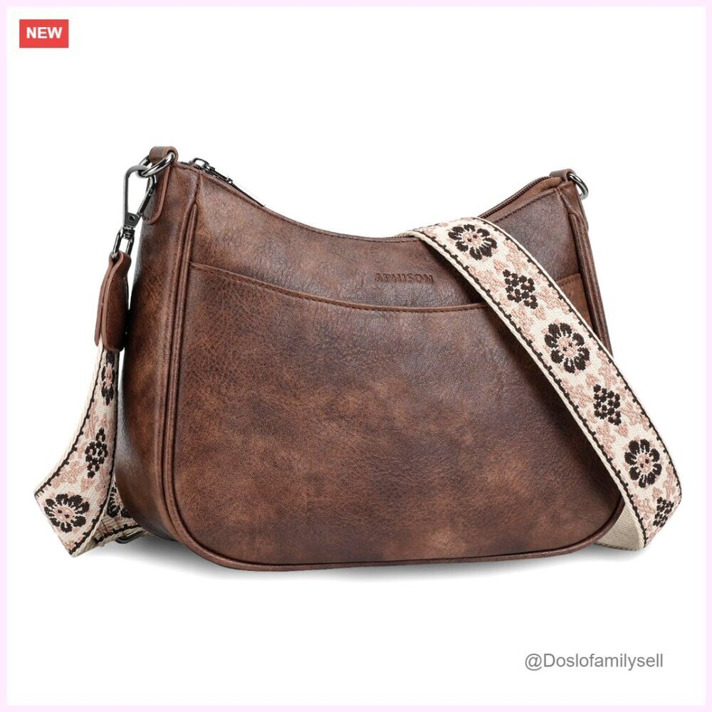 Vegan Leather Crossbody Bag with Adjustable Strap, Spacious Pockets - Picture 1 of 7